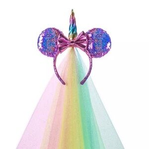 Disney Parks Minnie Mouse Unicorn Sequined Ear Headband